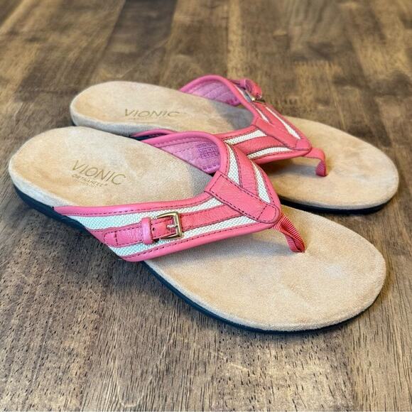 Vionic Women’s Marisa Comfort Arch Heel Buckle Accent Flip-Flip Sandal Pink Sz 5 - Picture 3 of 8